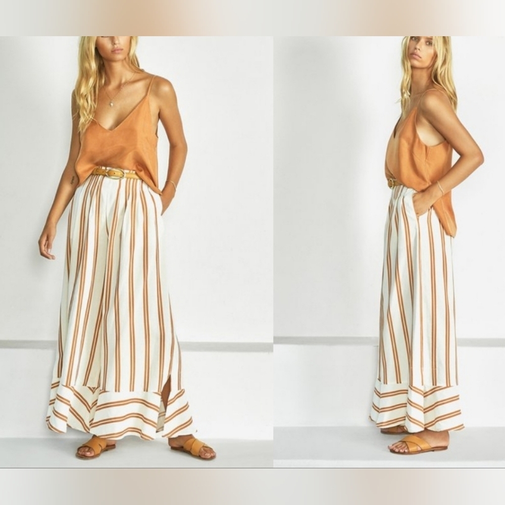 Sancia Emele Pants Maryel Striped Elegant Brown Wide Leg Pants
